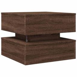 Berkfield Home Modern Coffee Table with LED Lights Brown Oak 50x50x40 cm - Size: 50 x 50 x 40 cm - thumbnail 9