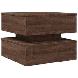 Berkfield Home Modern Coffee Table with LED Lights Brown Oak 50x50x40 cm - Size: 50 x 50 x 40 cm - thumbnail 1