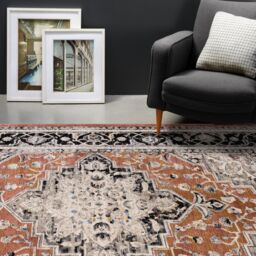 The Rug Shop UK Orange Luxurious Traditional Easy to clean Machine Made Border Rug - Size: 200 cm x 290 cm - thumbnail 4