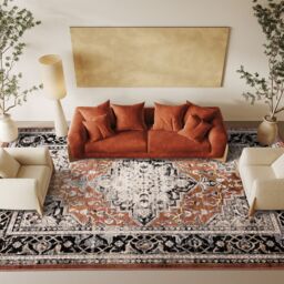 The Rug Shop UK Orange Luxurious Traditional Easy to clean Machine Made Border Rug - Size: 200 cm x 290 cm - thumbnail 2
