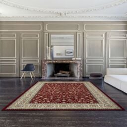 The Rug Shop UK Border Floral Red Traditional Machine Made Easy to clean Area Rug - Size: 200 cm x 290 cm