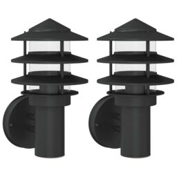 Berkfield Home Outdoor Wall Lights 2pcs Black Stainless Steel - thumbnail 2