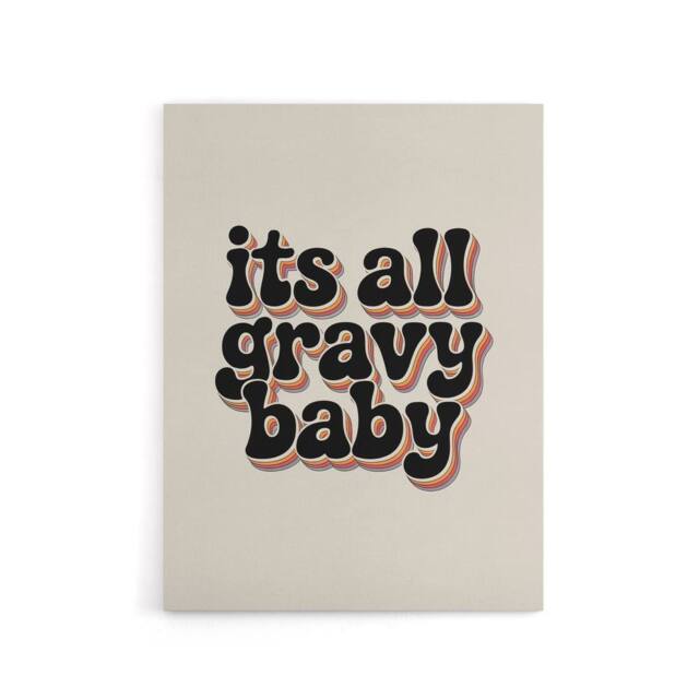 "Artery8 Funky Retro It's All Gravy Baby Rainbow Typography Canvas Art Print in Beige - Size: W18"" x H24""" - image 1