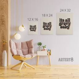 "Artery8 Funky Retro It's All Gravy Baby Rainbow Typography Canvas Art Print in Beige - Size: W18"" x H24""" - thumbnail 4