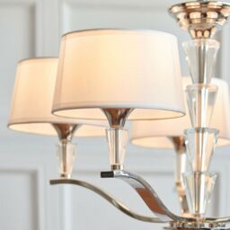 Loops 5 Light Ceiling Pendant CHROME & VINTAGE WHITE Round Shade Hanging Feature Lamp - thumbnail 3