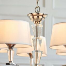 Loops 5 Light Ceiling Pendant CHROME & VINTAGE WHITE Round Shade Hanging Feature Lamp - thumbnail 5