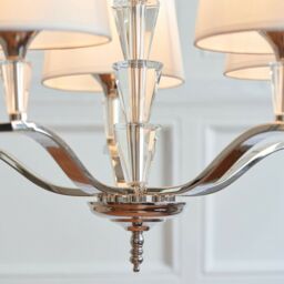 Loops 5 Light Ceiling Pendant CHROME & VINTAGE WHITE Round Shade Hanging Feature Lamp - thumbnail 4