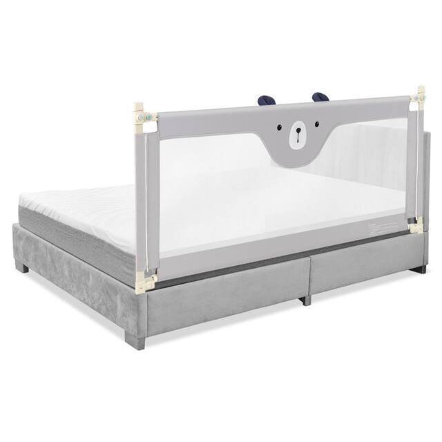 Costway 175CM Cute Baby Bed Rail Guard Toddler Infant Security Guardrail W/ Double Lock in Grey - image 1