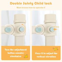 Costway 175CM Cute Baby Bed Rail Guard Toddler Infant Security Guardrail W/ Double Lock in Grey - thumbnail 5
