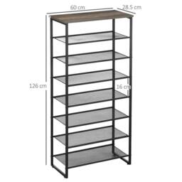 Wyld Haus Malo 8 Tier Metal Shoe Rack with Mesh Shelves Black with Grey Top - thumbnail 3