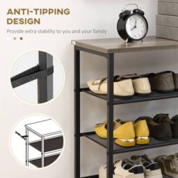 Wyld Haus Malo 8 Tier Metal Shoe Rack with Mesh Shelves Black with Grey Top - thumbnail 6