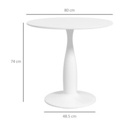 HOMCOM Round Dining Table, Modern Kitchen Table with Steel Base in White - thumbnail 3