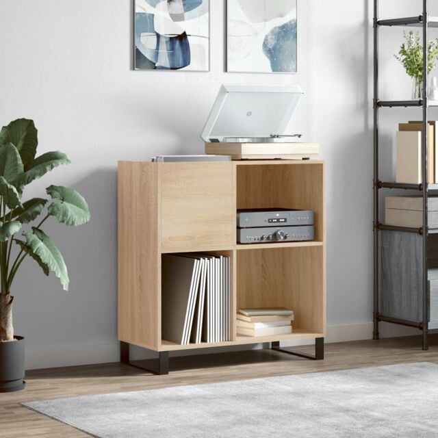 Berkfield Home Record Cabinet Sonoma Oak 84.5x38x89 cm Engineered Wood in Brown - image 1
