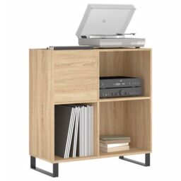 Berkfield Home Record Cabinet Sonoma Oak 84.5x38x89 cm Engineered Wood in Brown - thumbnail 3