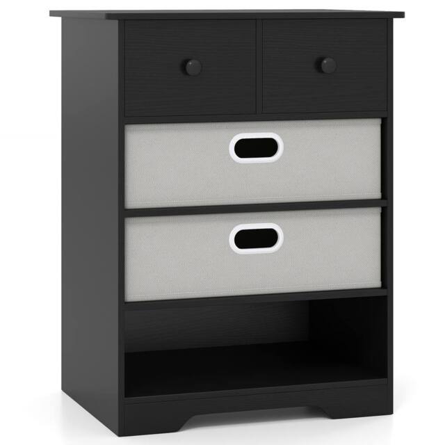 Costway 4-Drawer Dresser Modern Chest Storage Organizer w/Open Shelves in Black - image 1