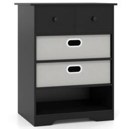Costway 4-Drawer Dresser Modern Chest Storage Organizer w/Open Shelves in Black - thumbnail 1