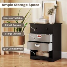 Costway 4-Drawer Dresser Modern Chest Storage Organizer w/Open Shelves in Black - thumbnail 8