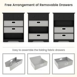 Costway 4-Drawer Dresser Modern Chest Storage Organizer w/Open Shelves in Black - thumbnail 7