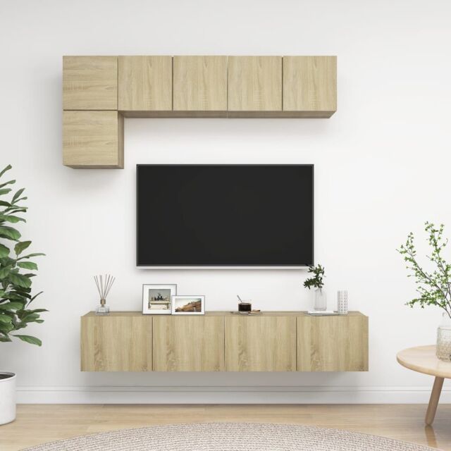 Berkfield Home 5 Piece TV Cabinet Set Sonoma Oak Engineered Wood in Brown - image 1