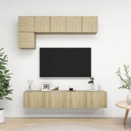 Berkfield Home 5 Piece TV Cabinet Set Sonoma Oak Engineered Wood in Brown - thumbnail 1