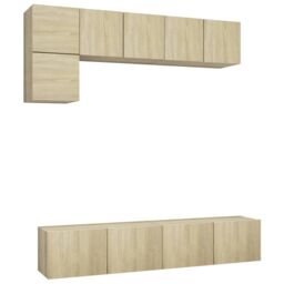 Berkfield Home 5 Piece TV Cabinet Set Sonoma Oak Engineered Wood in Brown - thumbnail 2