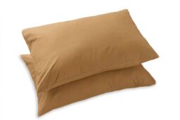 Snug City Polycotton Plain Dyed Housewife Pillowcase Pair in Tan - thumbnail 3
