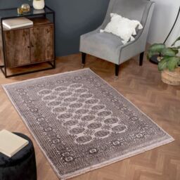 The Rug Shop UK Grey Handmade Luxurious Easy to clean Border Floral Area Rug - Size: 120 cm x 180 cm - thumbnail 1
