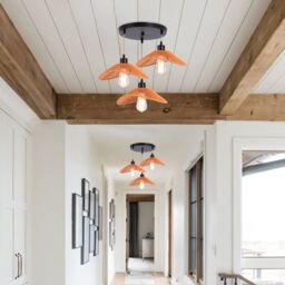 Garwarm 3 - Light Rattan Farmhouse Boho Cluster Pendant Light in Bronze - thumbnail 5