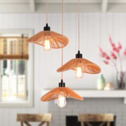 Garwarm 3 - Light Rattan Farmhouse Boho Cluster Pendant Light in Bronze - thumbnail 2
