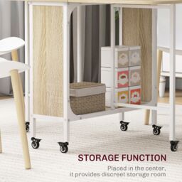 HOMCOM Mobile Drop Leaf Dining Table on Wheels with Storage Shelf in Yellow - thumbnail 5