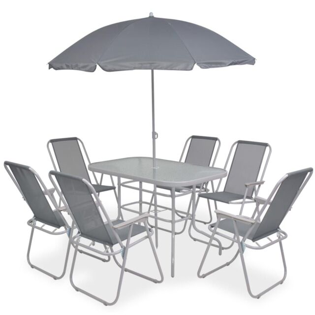 Berkfield Home 8 Piece Outdoor Dining Set Steel & Textilene Grey - image 1