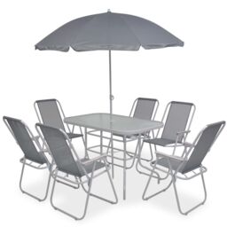 Berkfield Home 8 Piece Outdoor Dining Set Steel & Textilene Grey