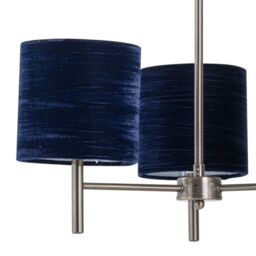 First Choice Lighting Brea - Antique Brass Light Fitting with Navy Blue Velvet Shades in Gold - thumbnail 2