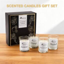Alivio Scented Candle Gift Set, Premium Aromatherapy Candles in Glass Jars - Jasmine Orange Pear & Freesia, Bluebell Fragrance for Home Decor - thumbnail 3