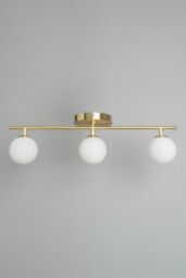 BHS Lighting Nancy Satin Brass Flush Bathroom Ceiling Light in Gold - thumbnail 2