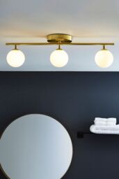 BHS Lighting Nancy Satin Brass Flush Bathroom Ceiling Light in Gold - thumbnail 4