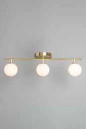 BHS Lighting Nancy Satin Brass Flush Bathroom Ceiling Light in Gold - thumbnail 1