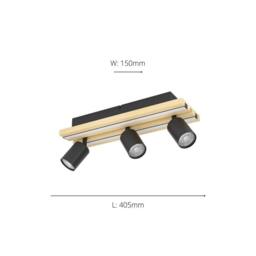 Eglo Gesteira Steel & Wood LED Warm White Modern 3-Light Spotlight in Black - thumbnail 4