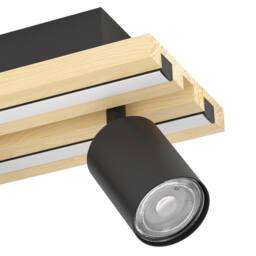 Eglo Gesteira Steel & Wood LED Warm White Modern 3-Light Spotlight in Black - thumbnail 3