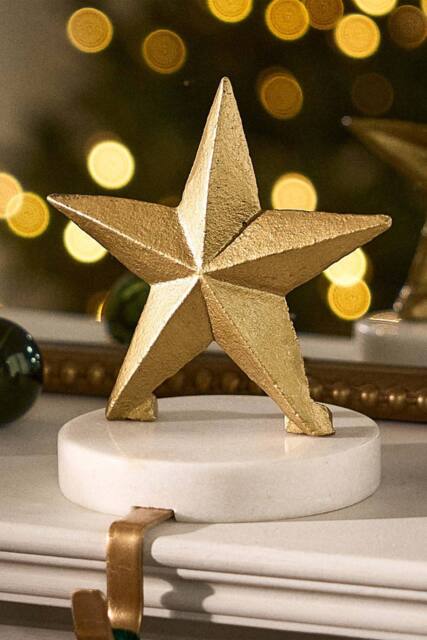 Dibor Marble & Gold Star Stocking Hook Christmas Stocking Holder - Size: 1 Pack - image 1