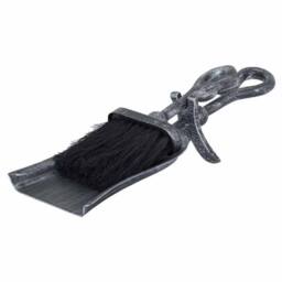Lemon Pavilion Furniture and Decor Brushed Steel Crook Top Hearth Tidy Set - Steel - L8 x W13 x H37 cm in Black - thumbnail 1