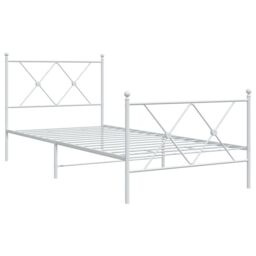 Berkfield Home Metal Bed Frame without Mattress with Footboard White 90x190cm - Size: 90x190 cm - thumbnail 3