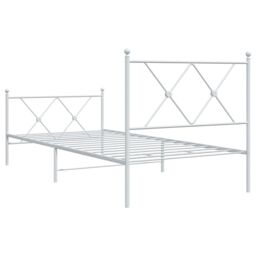 Berkfield Home Metal Bed Frame without Mattress with Footboard White 90x190cm - Size: 90x190 cm - thumbnail 6