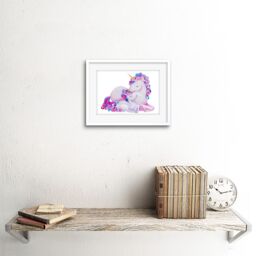 "Artery8 Wall Art Print Unicorn Mother & Daughter Art Framed 9x7 inch in White - Size: W7"" x H9""" - thumbnail 2