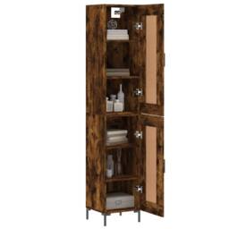 Berkfield Home Highboard Smoked Oak 34.5x34x180 cm Engineered Wood in Brown - thumbnail 1