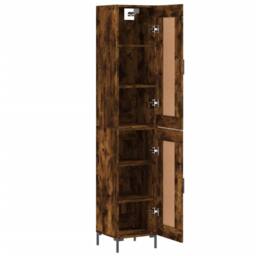 Berkfield Home Highboard Smoked Oak 34.5x34x180 cm Engineered Wood in Brown - thumbnail 4