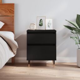 Berkfield Home Bedside Cabinet Black 40x35x50 cm Engineered Wood - Size: 40 x 35 x 50 cm - thumbnail 1