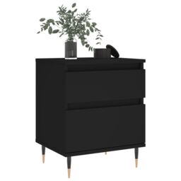 Berkfield Home Bedside Cabinet Black 40x35x50 cm Engineered Wood - Size: 40 x 35 x 50 cm - thumbnail 4