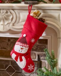 Dibor Set of 4 Red Snowman Children's Xmas Tree Decoration Christmas Gift Bag Stocking - Size: 4 Pack - thumbnail 1