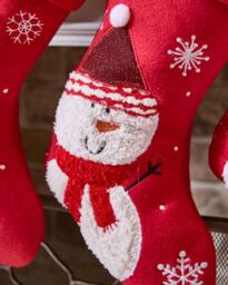 Dibor Set of 4 Red Snowman Children's Xmas Tree Decoration Christmas Gift Bag Stocking - Size: 4 Pack - thumbnail 3